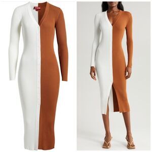 STAUD Shoko Colorblock Sweater Dress Size Small